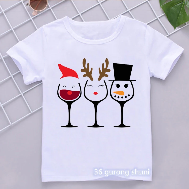 

2022 Hot Sale Kawaii Children'S Clothing Merry Christmas Gift T-Shirt Girls/Boys Kids Clothes Harajuku Shirt White T Shirt Tops