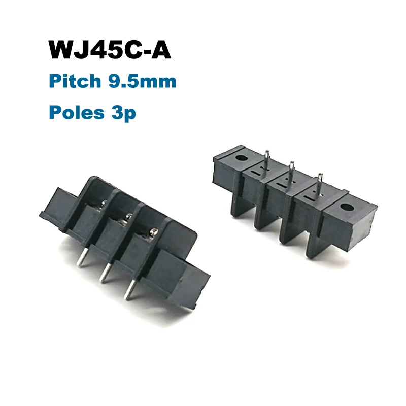 2Pcs Barrier PCB Terminal Block Pitch 9.5mm 45C-A Straight 2/3/4/5/6/7/8/10/12P Morsettiera Wire Connector Screw Holes Bornier