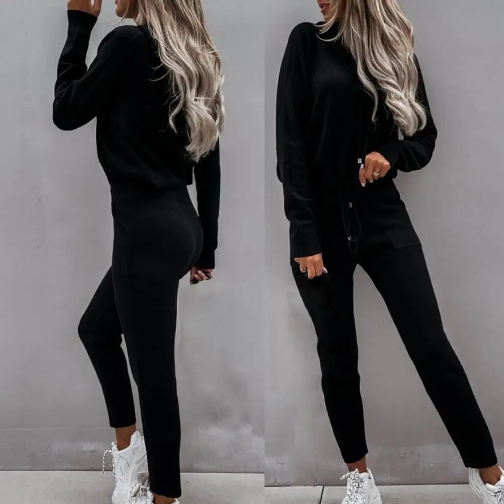 Women Tracksuit Long Sleeve Warm Solid Color Pullover Hoodie Sweatpants Sport Outfit Jogger Set chandals mujer conjunto femenino