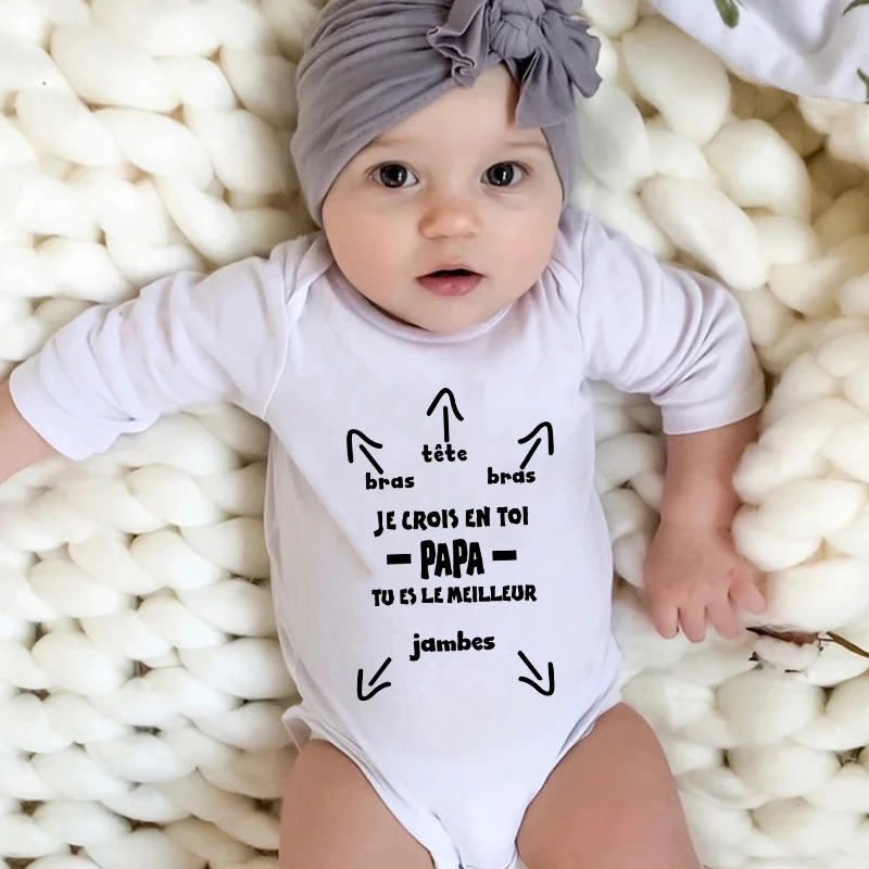 Papa Tu Es Le Meilleur Baby Bodysuit Funny Cotton Long Sleeve Infant Rompers Body Baby Boys Girls Clothes Father\'s Day Gifts