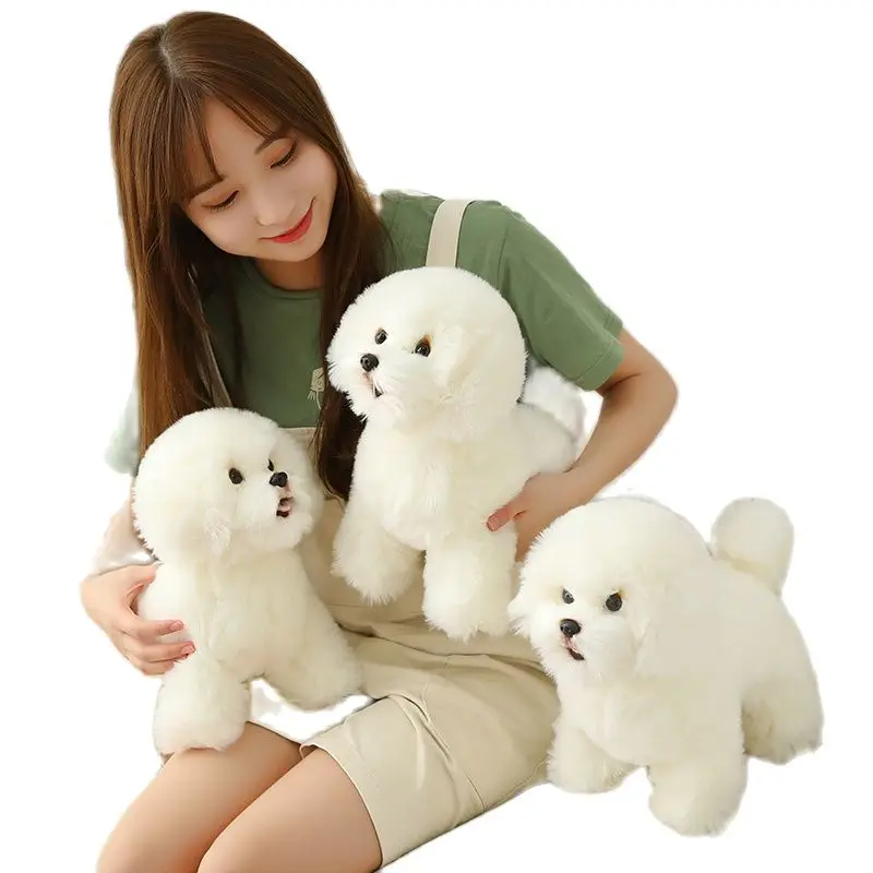 Peluche de chien Bichon Frise de haute qualité, jouet de chien en peluche coréen, chien de poméranie réaliste, jouets de chiot, décoration de maison