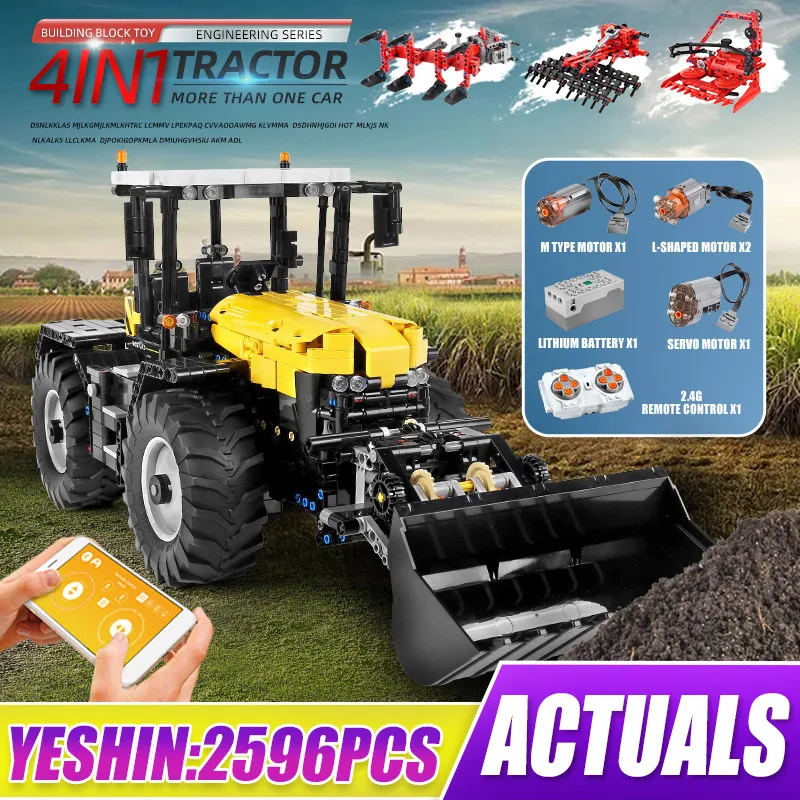 Mould King 17019 Technical Tractor Fastrac 4000er series with RC Building Blocks Technology Toys for Boys and Adults