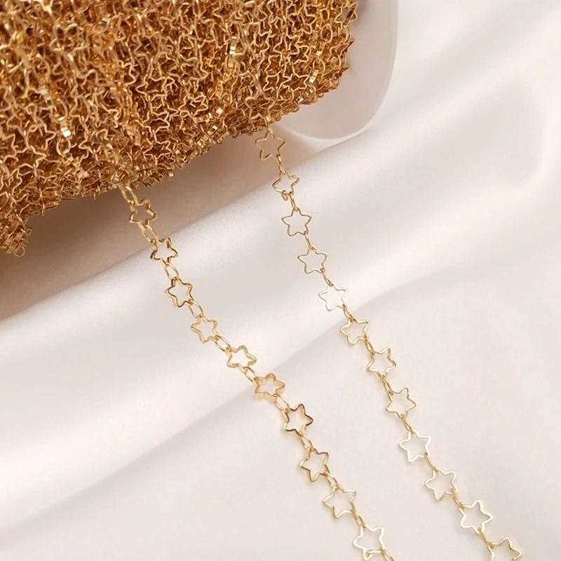 Plated 14K True Gold Filled Color Retention 5MM Star Long Necklace Chains DIY Jewelry Making Accessories Jewellery Findings