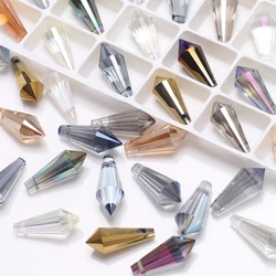 20Pcs/Lot 8x20mm Glass Long Drop Beads Sharp Bottom for Jewelry DIY Crystal Teardrop Pendant Crafts Materials to Make Necklaces