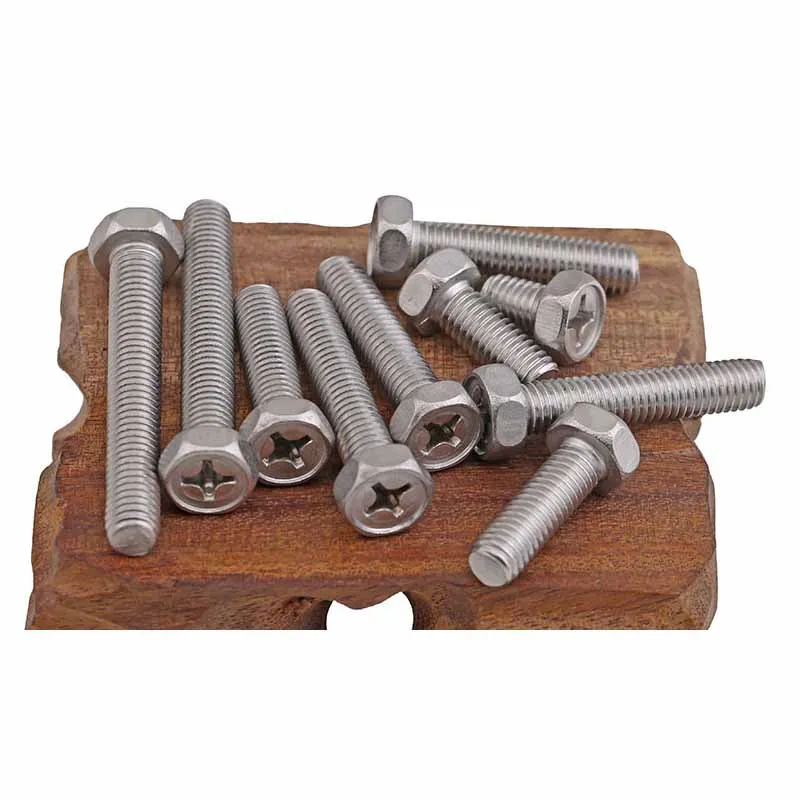 304 Stainless Steel Phillips Hex Head Screws Cross Head Hexagon Bolts M3 M4 M5 M6 M8