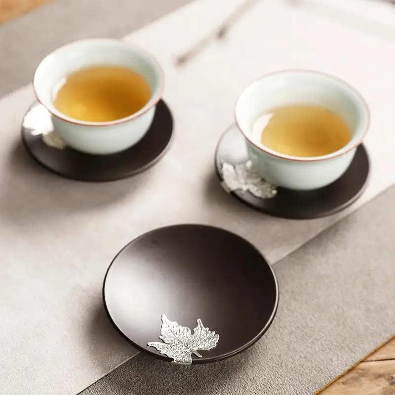 Tea Coaster Kung Fu Tea Ceremony Tea Set Insulation Mat Cup Holder Japanese Household Ebony Combination Set Accessories