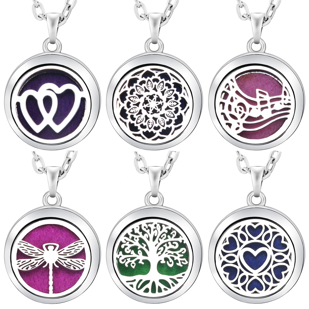 Fashion Aromatherapy Diffuser Star Moon Necklace Stainless Steel High Quality Heart-Shaped Essential Oil Lockets Pendant Jewelry