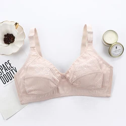 Sexy Big Size Women Bra C Cup Floral Lace Wireless Plus Size Bralette Ultra-Thin Breathability Comfort Bra Mum Underwear