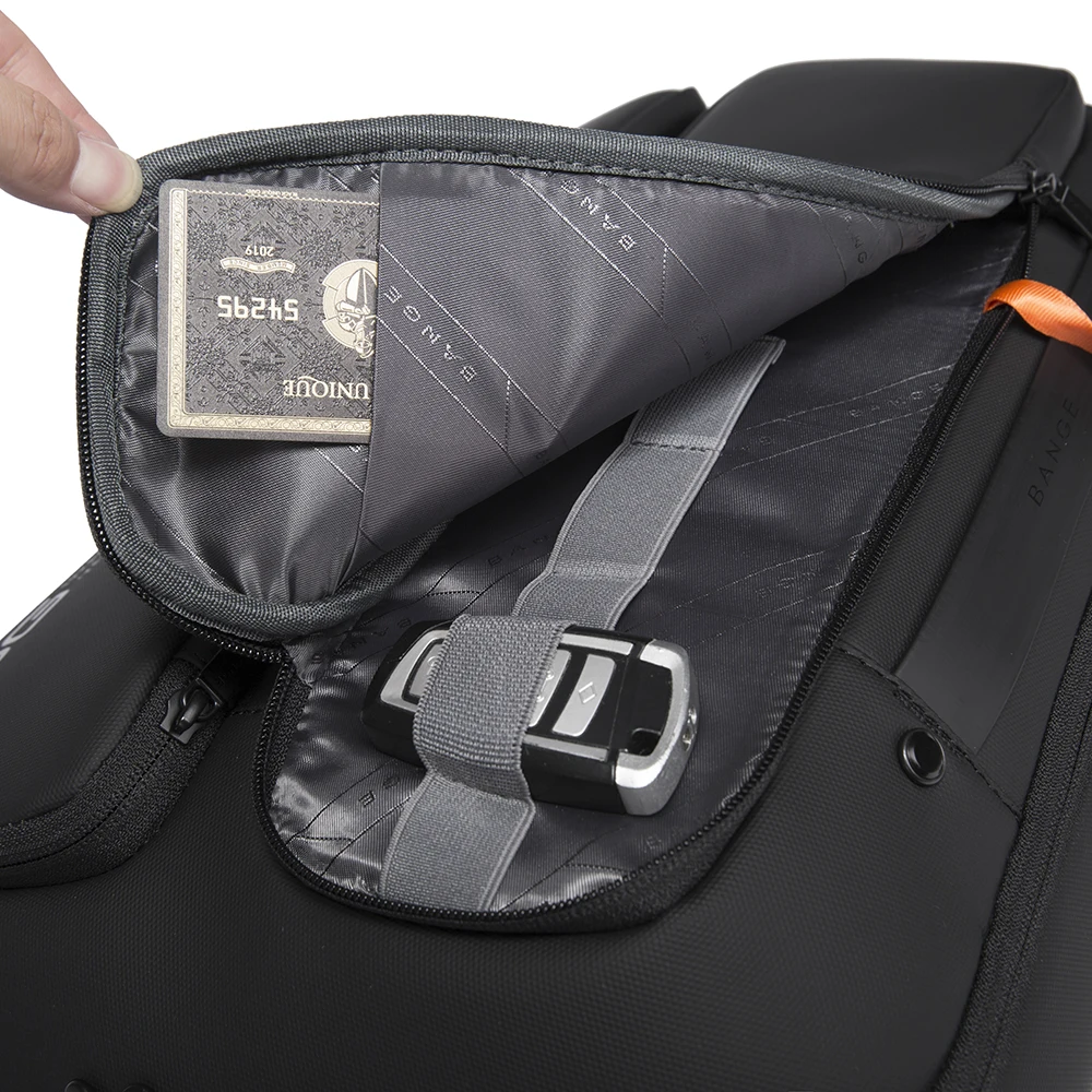 BANGE-Mochila con compartimento multifuncional para hombre y mujer, morral con diseño curvo minimalista para ordenador portátil de 15,6 pulgadas,