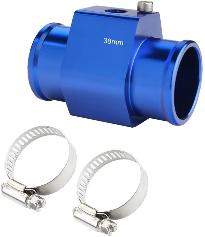 Universal Blue Water Temperature Temp 26mm-40mm Sensor Gauge Joint Pipe Radiator Hose Adapter with 2 Clamps