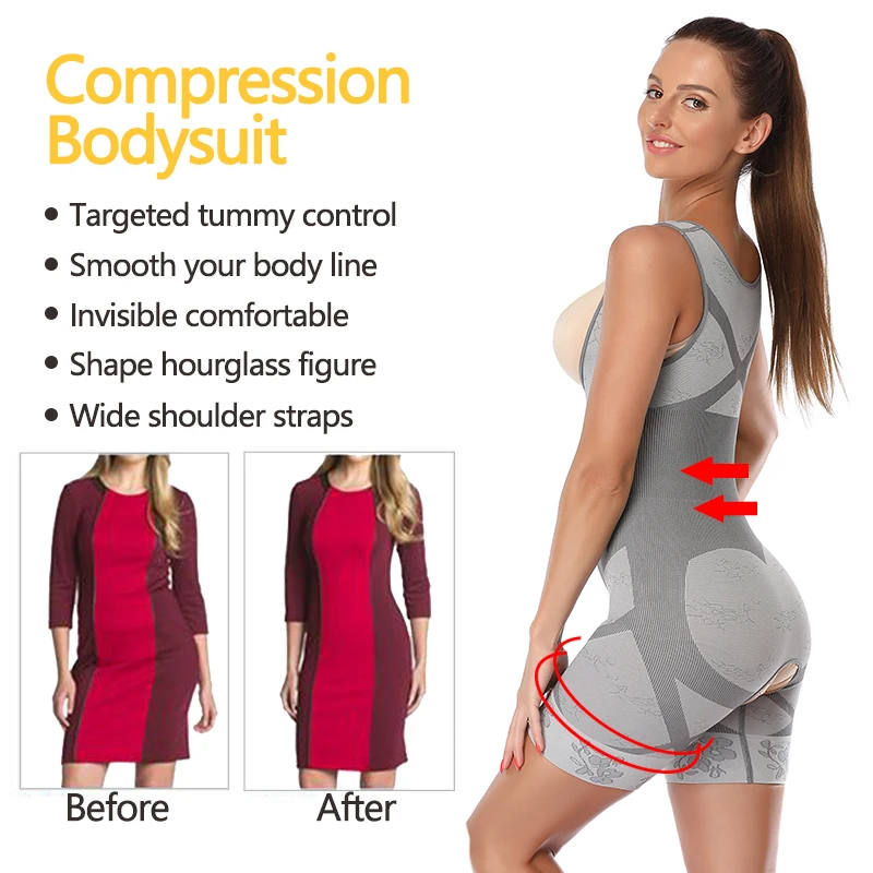 Slimming Underwear Bodysuit for Women Compression Full Body Shaper Shapewear Waist Trainer Butt Lifter Under Bust Corset Girdle