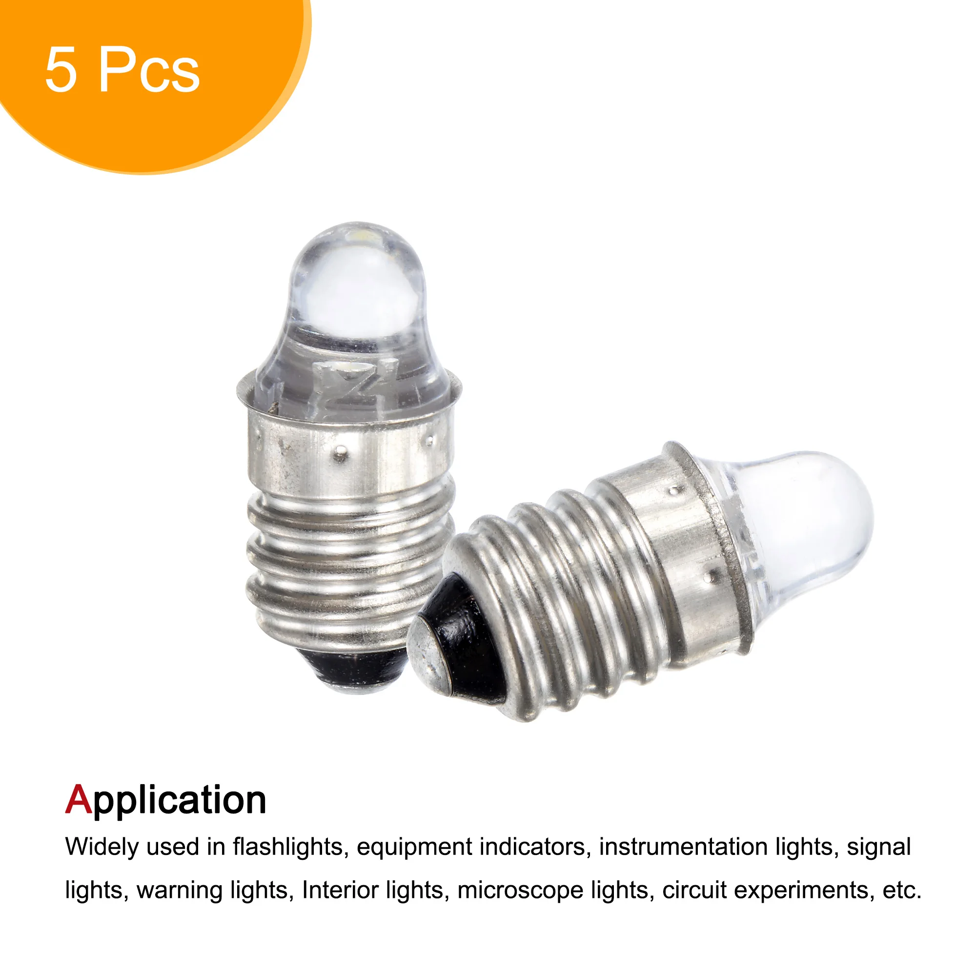 5Pcs E10 Screw Base LED Flashlight Bulbs DC 3V White Light Mini Lamps Miniature LED Bulb for Equipment Indicators Signal Lights