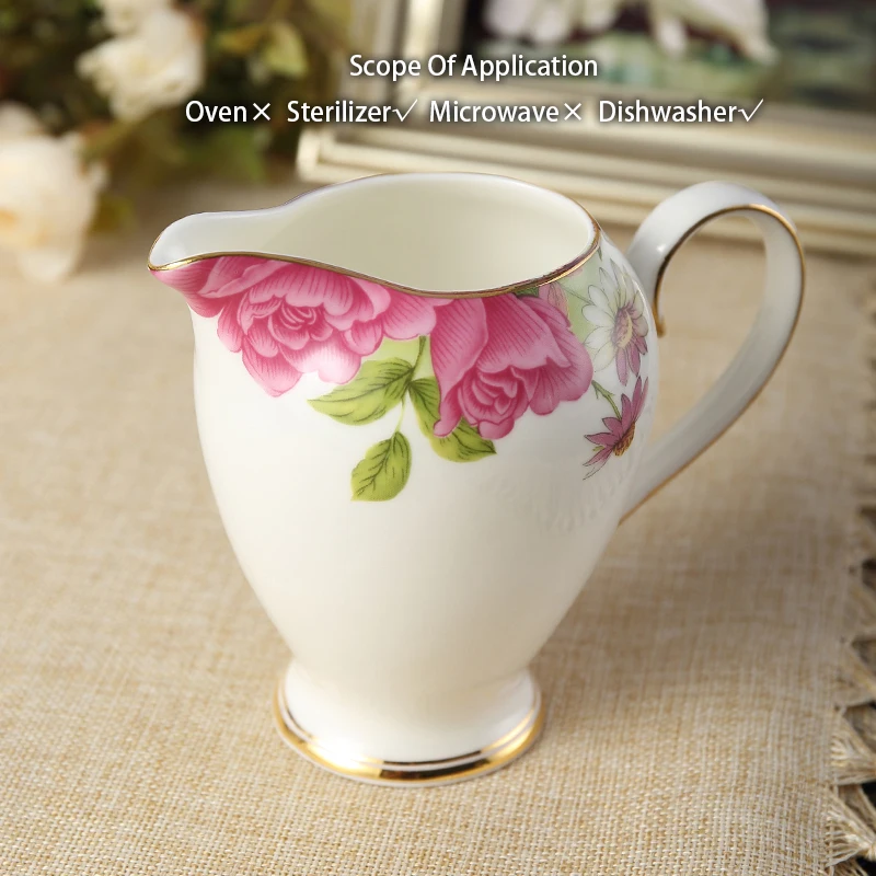 Elegant Rose Porcelain Coffee Set Ceramic Teapot Sugar Bowl Creamer Pastoral Bone China Tea Set Party Pot Mug Tea Cup Coffeeware