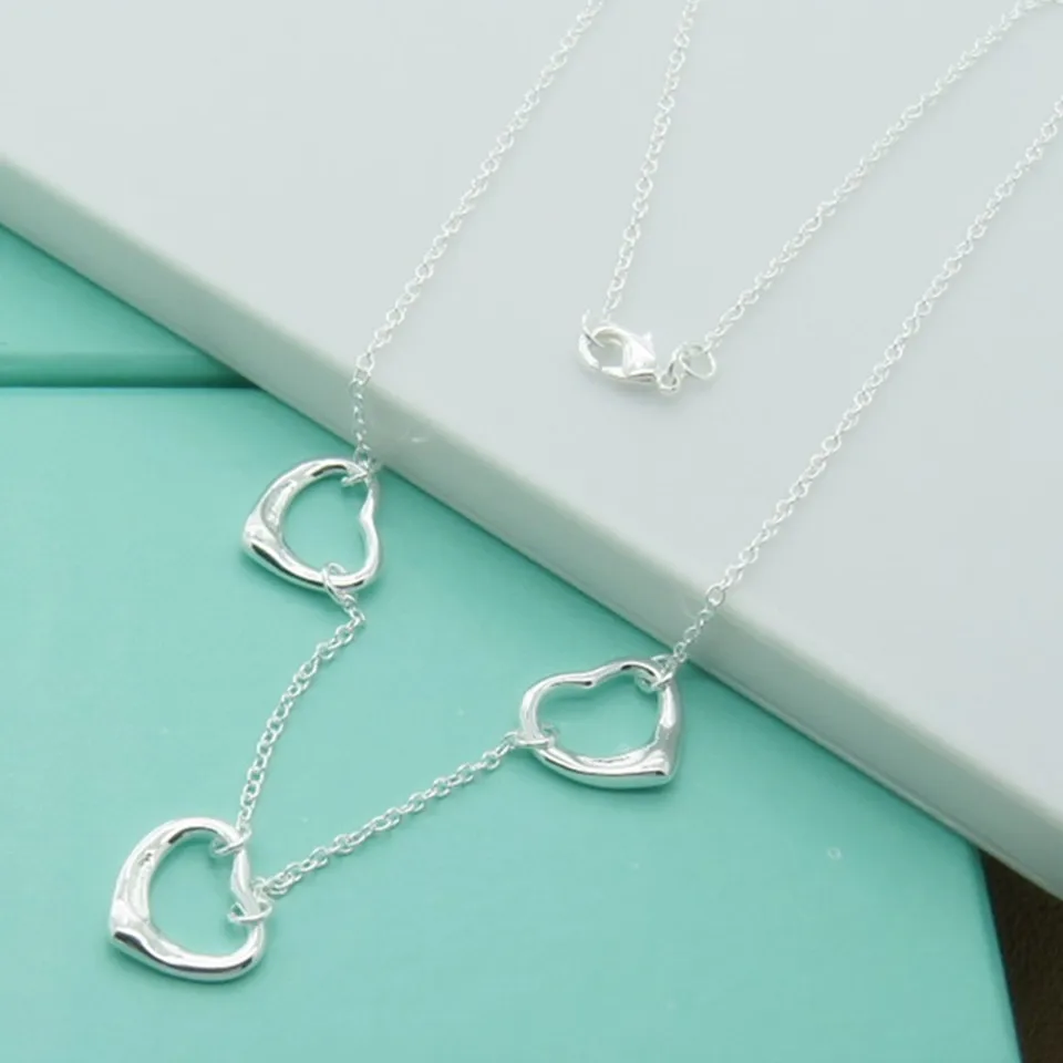 2024 Hot Sale Fashion 925 Sterling Silver Heart Pendant Necklace For Women Charm Wedding Engagement Party Jewelry Gifts