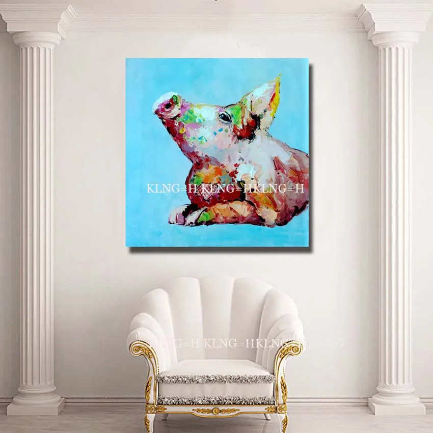 Abstract Art Handpainted Pig Oil Painting Modern Animals on Canvas For Living Room Decor Wall Art Wall Pictures Craft