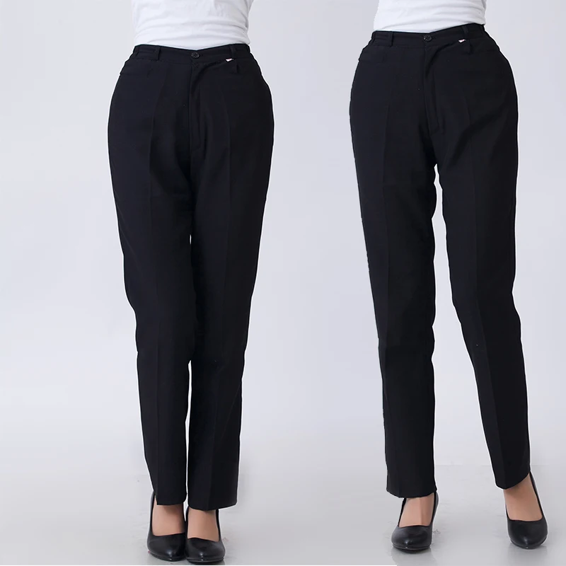 New Ladies Black Waiters Work Wear Uniforms Female Best Chef Pants Hotel Restaurant Kitchen Trousers