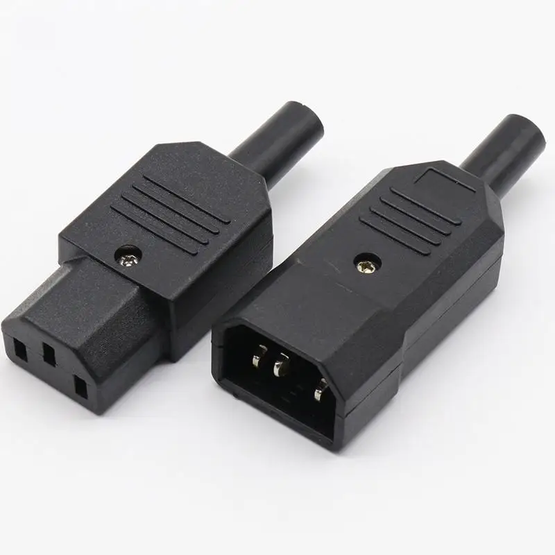 2 pcs new wholesale price black IEC 320 C13 male and female plug combination repeatable power connector 3 pin socket 10A / 250V