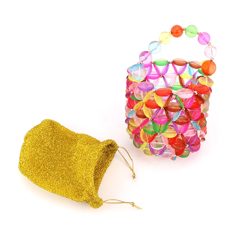 Alirattan New Trendy Acrylic Bucket Bags,Luxury Brand Fashion Women Vintage Beaded Pearl Bag Totes Handbag Wholesale Ins K32 - view 2