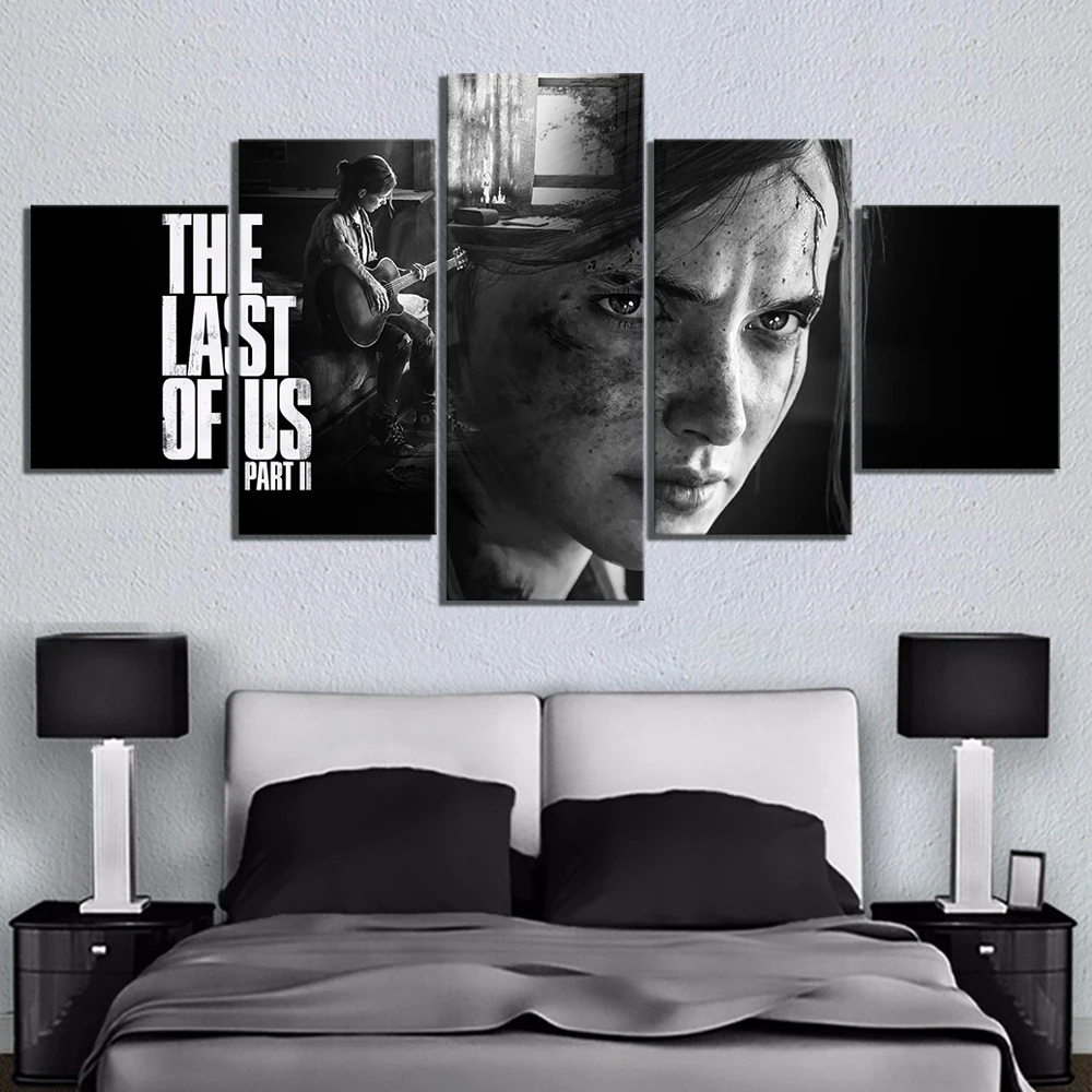 Unframed 5 Panel Ellie The Last of Us Part 2 Game Pictures Wall Art Home Decor Posters Canvas Printed Paintings for Living Room