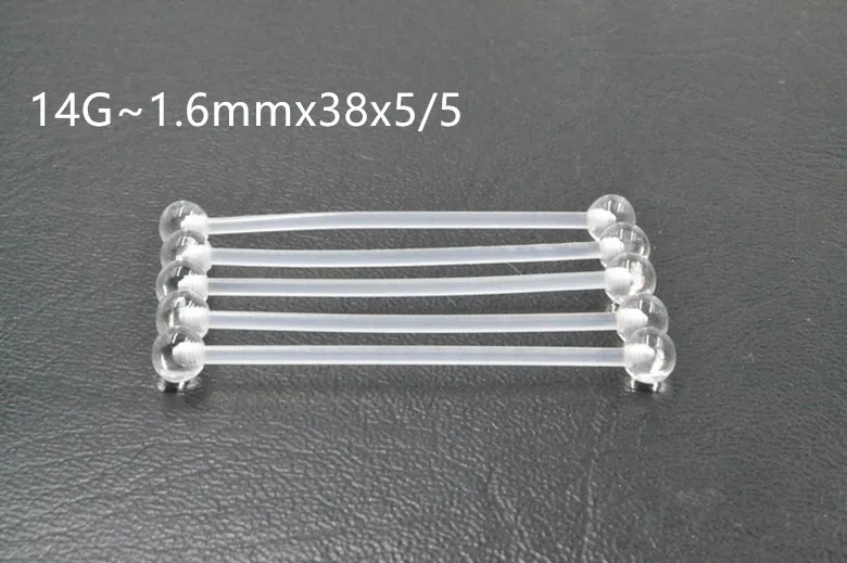 100pcs Body Piercing Jewelry - UV Flexible Long Bar barbells Retainer Sleeping Piercing Industrial Bar 1.6x38x5/5mm Ear Helix