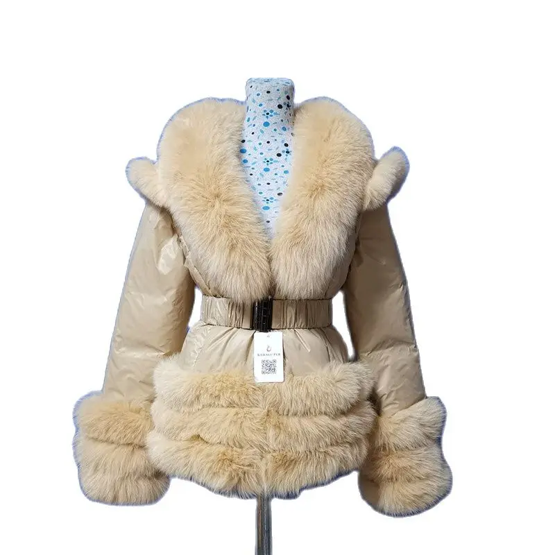 Custom D39  Woman And Children Size Down Jacket 3 Rows Fur Puffer Coat With Detached Hood And Sleeves