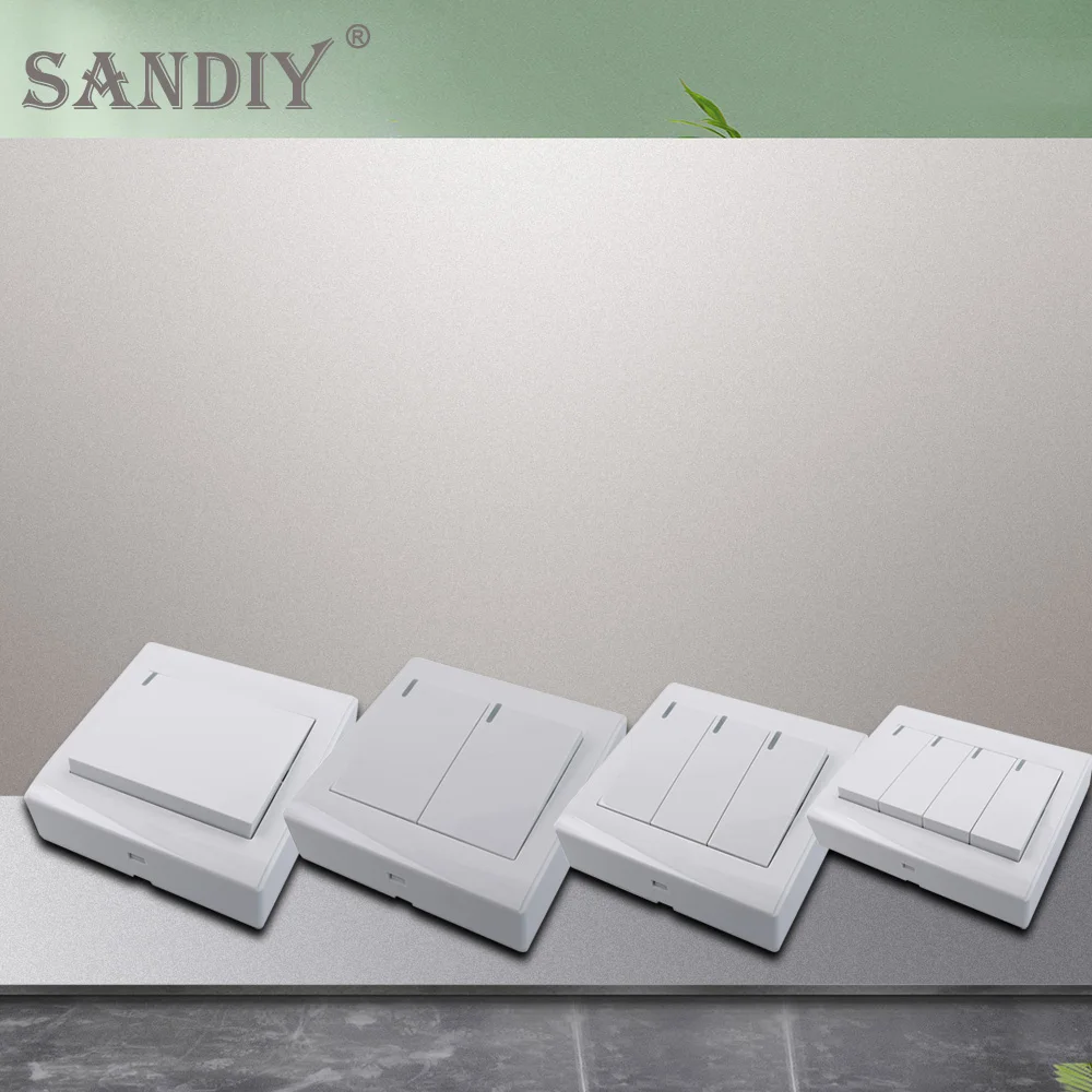 Light Switch Wall Mount Switch White Panel Surface Mounted Power Supply Switches 2 Switches Control 1 Light1/2 Way 10A SANDIY