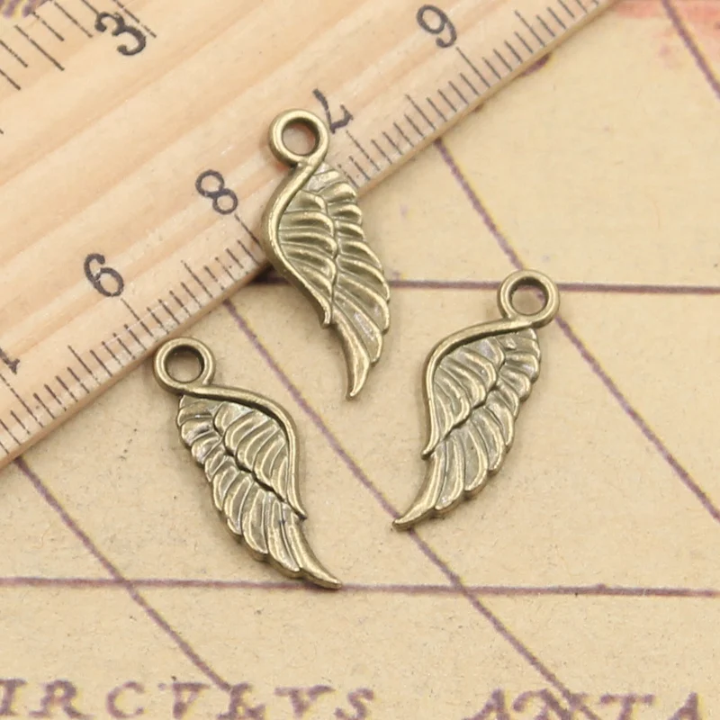 30pcs Charms Angel Wings 21x8mm Tibetan Bronze Silver Color Pendants Antique Jewelry Making DIY Handmade Craft