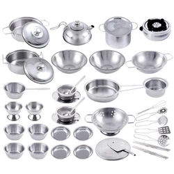 3-40 Pieces Funny Mini Kitchen Cookware Pot Pan Set for Kids Pretend Cook Play Toy Simulation Kitchen Utensils Toy New Year Gift