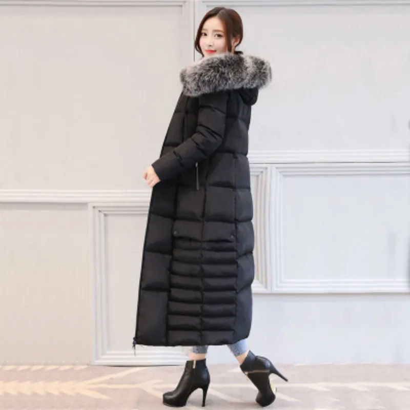 

Winter Coat Female Fashion Thick Women's Down Jacket + Real Fox Fur Collar Red Slim Long Warm Duck Donw Jackets 18190