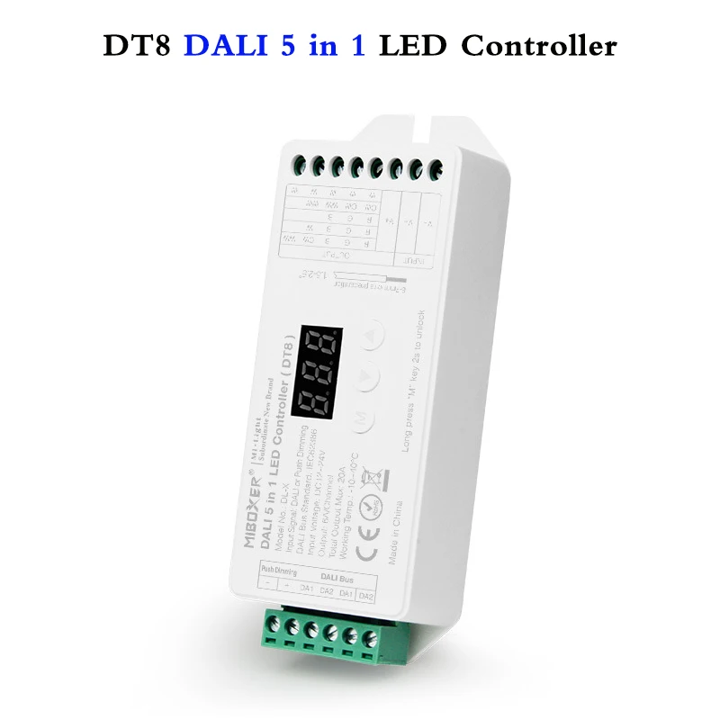 Controle para fita led dali 5 em 1 12 ~ 24v, suporte regulador de luz dt8 rgb/rgbw/rgb + modo de saída compatível com painel dalí