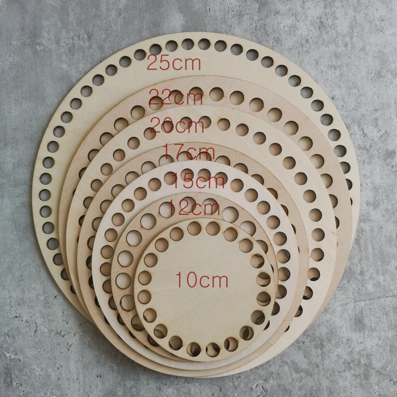 All sizes Round SET x7pcs bottoms for crochet basket circle wood shape with holes diy knitting base