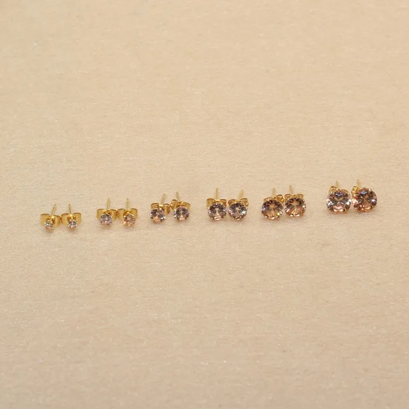 20 Farben, 3 mm, AAA-Qualität, runde, farbenfrohe Zirkonia-Ohrstecker, Edelstahlnadel, hypoallergener Schmuck. – Detail 16
