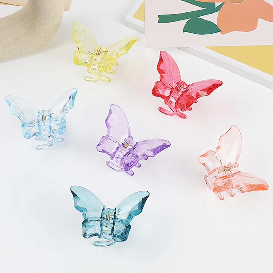 Women Mixed Color Butterfly Hair Clips Grip Claw Barrettes Mini Clamps Jaw Hairpin Headdress Hair Styling Accessories Tool