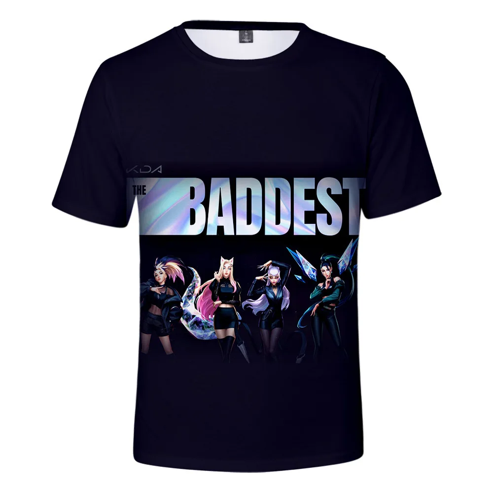 

Футболка с 3D-принтом игры Kda Baddest для мужчин и женщин, уличная одежда в стиле Харадзюку, смешная рубашка в стиле хип-хоп, костюм для косплея ахри Акали Эвелинн