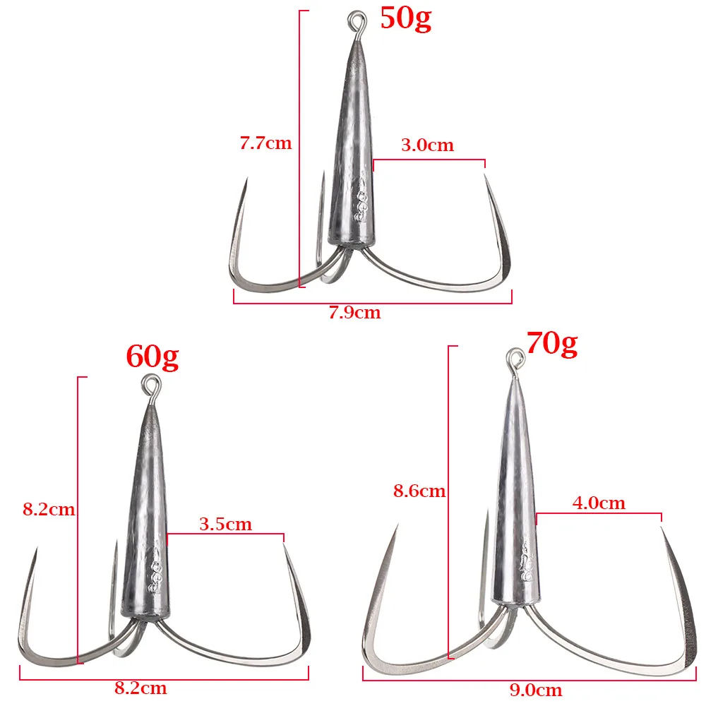 1Pcs Top Quality Fishing Tackle Sharpened Strong Big Fishing Treble Hooks With Lead Sinker Weight Fishhook Tools Accessories