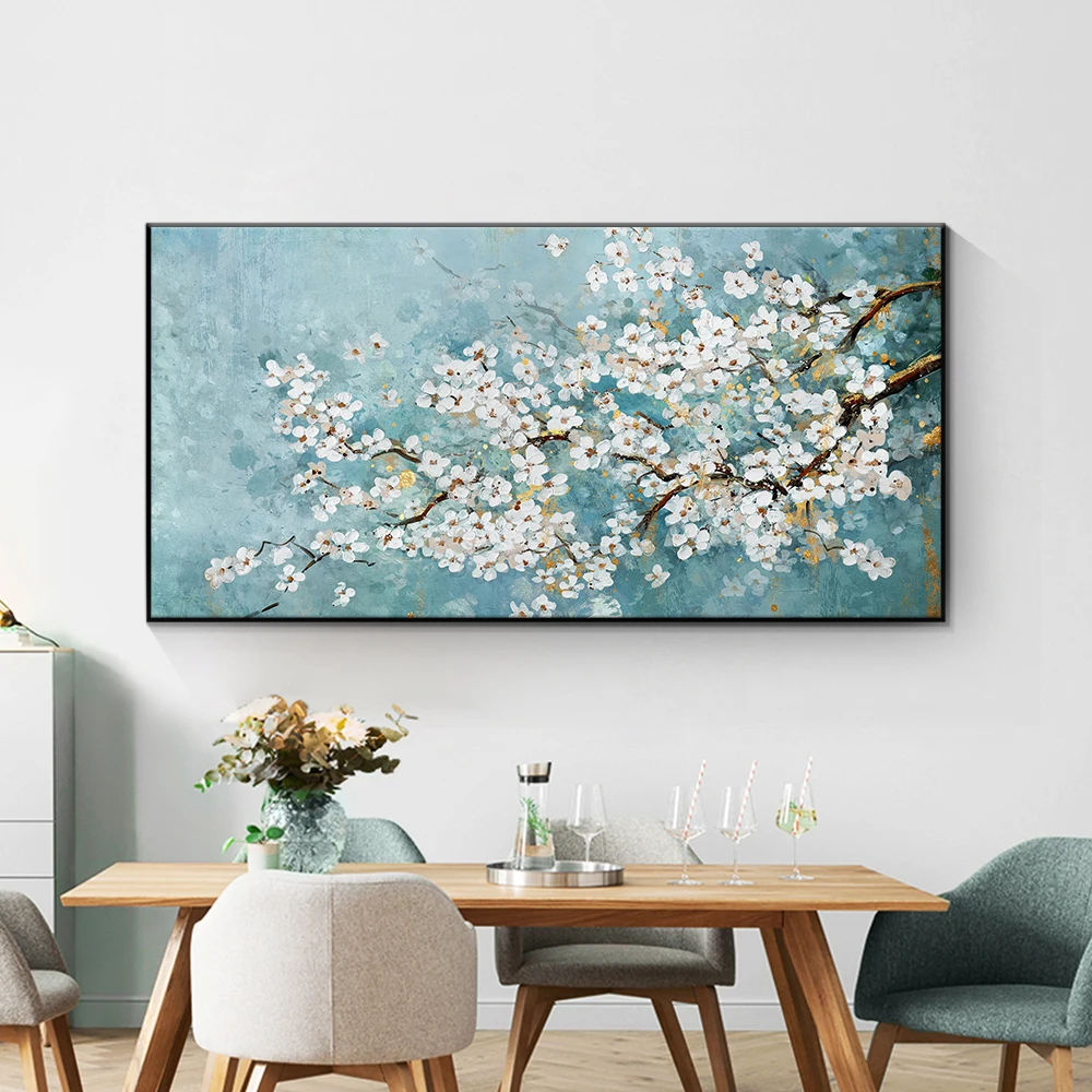 

Large Wall Art Oil Painting on Canvas Hot Sale White Flower Posters and Prints Pictures for Living Room Home Decor No Frame