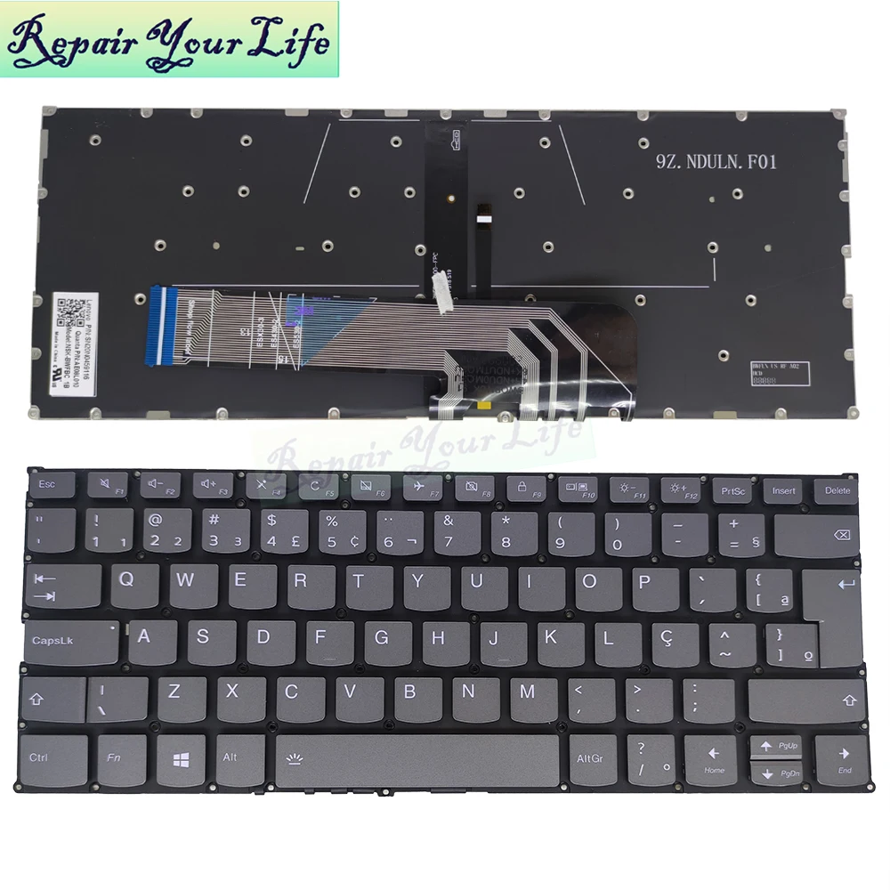 UK francuski hiszpański brazylia podświetlana klawiatura dla Lenovo IdeaPad C340 14 C340 14API 14IWL C740-14IML 730-15 15IWL 730-13IKB 530S-14