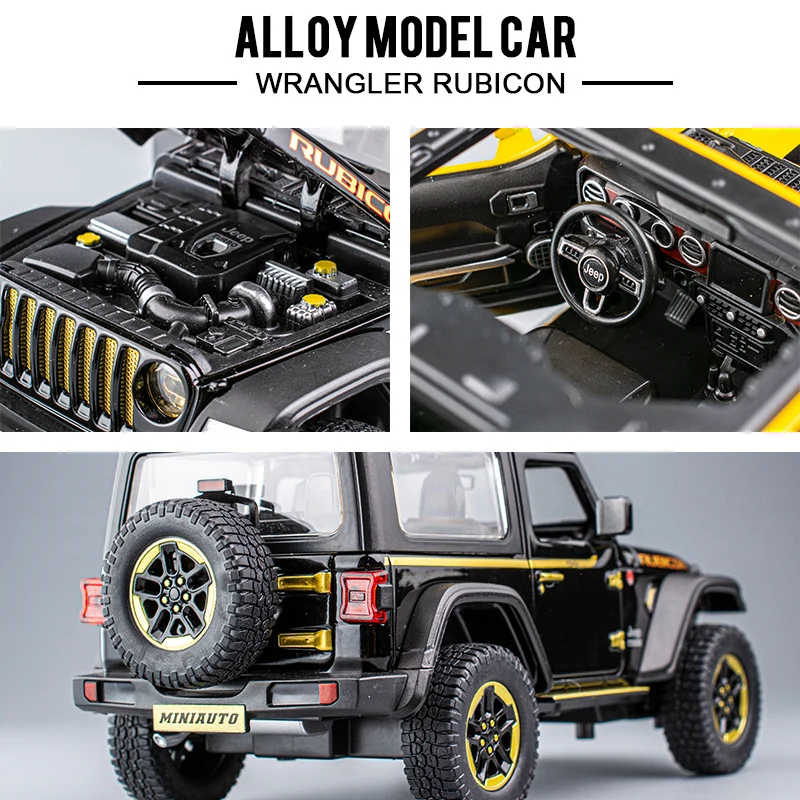 1:20 Jeeps Wrangler Rubicon Refit Alloy Off-road Vehicle Model Diecast & Toy Metal Car Model Simulation Collection Kids Toy Gift