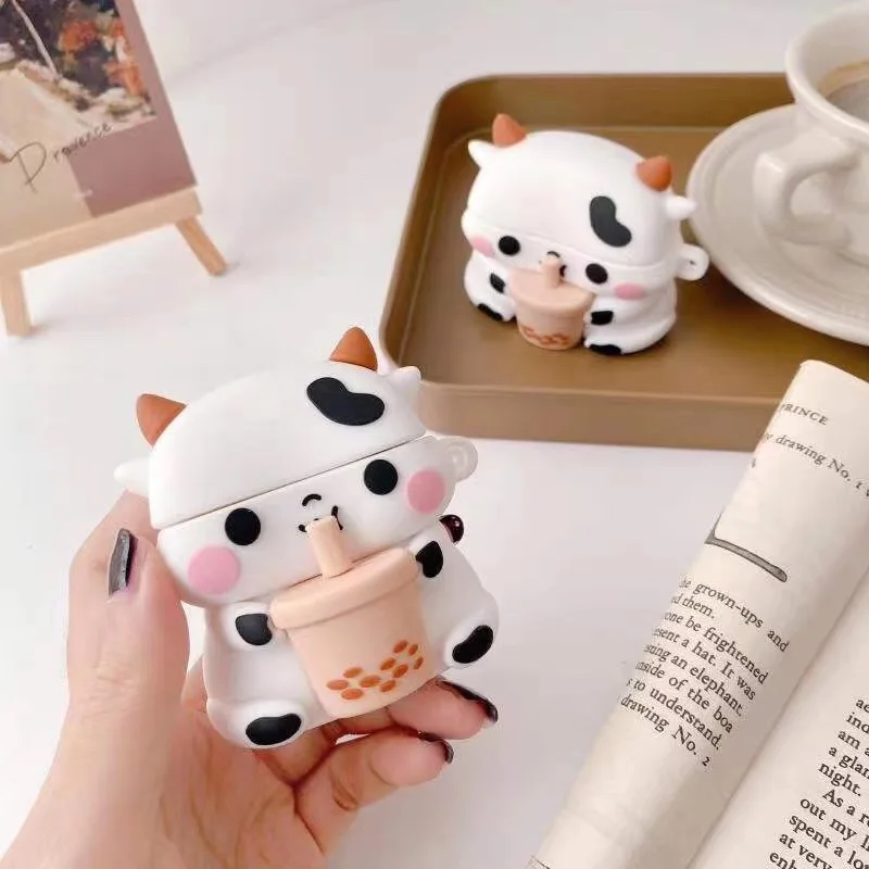 3D Boba Kuh Cartoon Fall für AirPods Pro 1 2 3 Drahtlose Kopfhörer Schutzhülle Abdeckung für Airpods 2 Fall lade Abdeckung Box