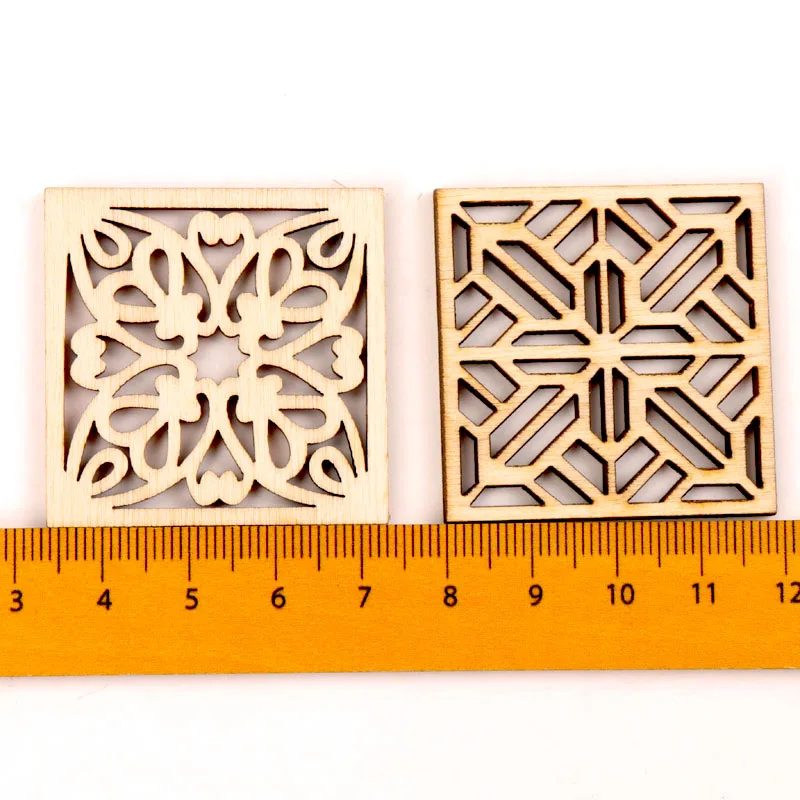 10 sztuk chiński styl Retro ramki drewniane wzór okrągły plac Scrapbooking Craft Handmade akcesoria do dekoracji domu DIY 40mm
