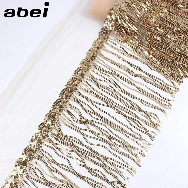 2Yards 32cm Fringe Sequins Paillette Tassel Lace DIY Wedding Party Dress Mesh Fabric Trims Handmade Sewing Crafts Accessories