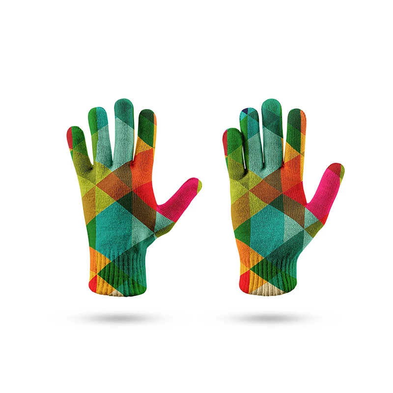 Guantes con patrón de cuadrícula de Color para mujer, manopla de movimiento de ocio para mujer, guantes deportivos para correr, guantes de