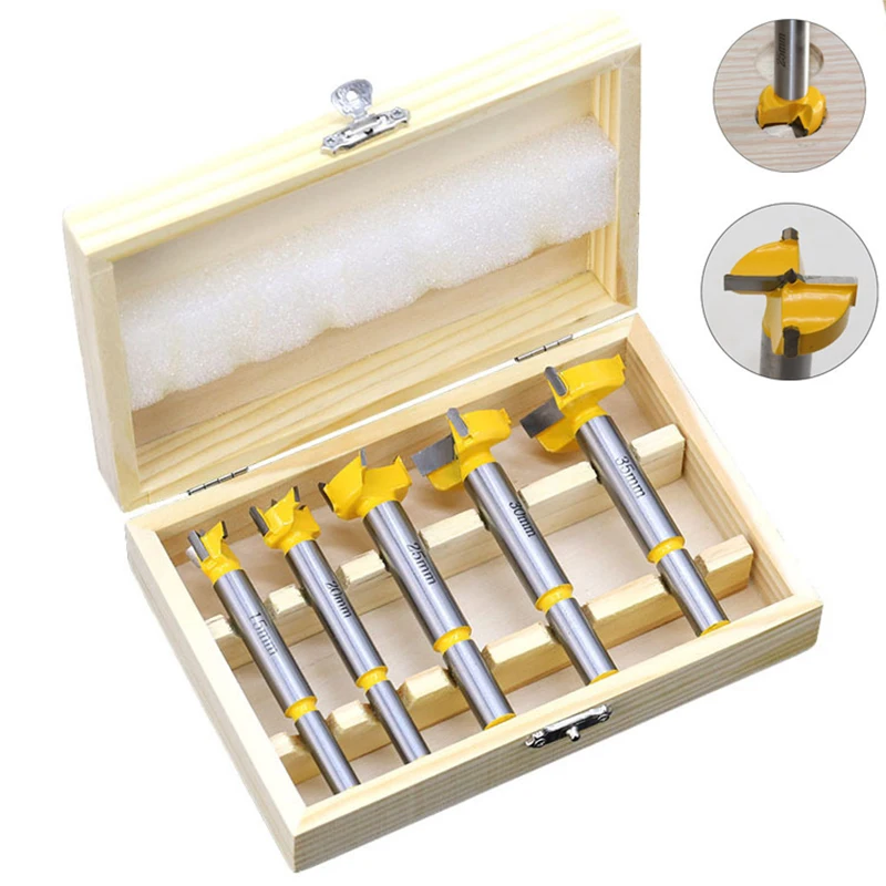 

5pcs15mm-35mm Woodworking tools Hole Saw Cutter Hinge Boring drill bits Round Shank Tungsten Carbide Cutte