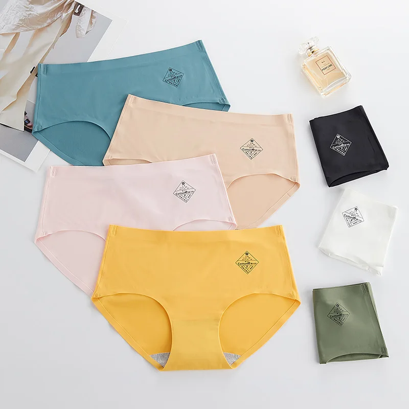 

4pcs Women Seamless Underwear Low Waist Panties Ice Silk Lingerie Breathable Comfortable Briefs Hot Sale Skin-Friendly Underpant