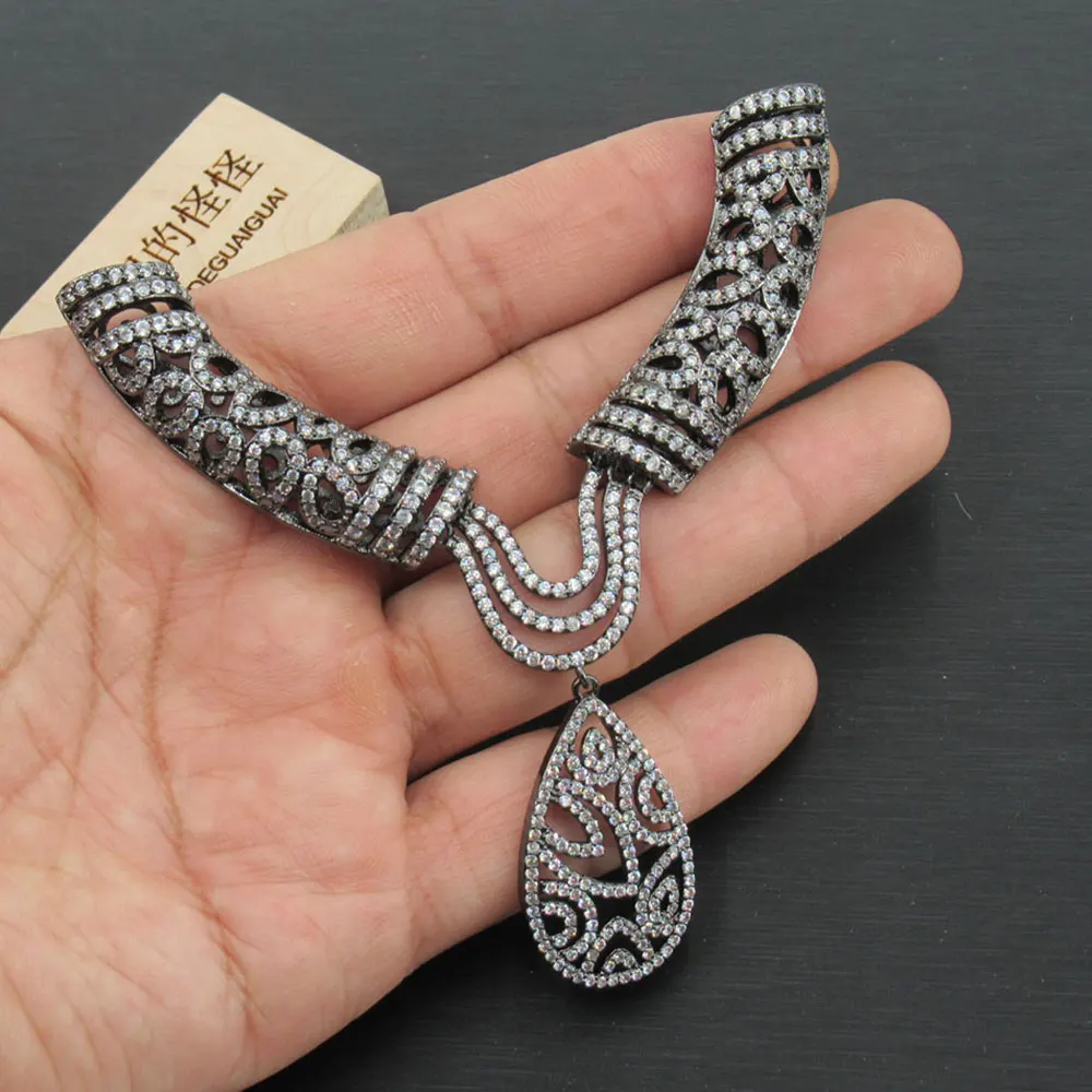 85x105mm Big Beautiful cubic zircon Micro Pave connector for necklace pendant Jewelry DIY