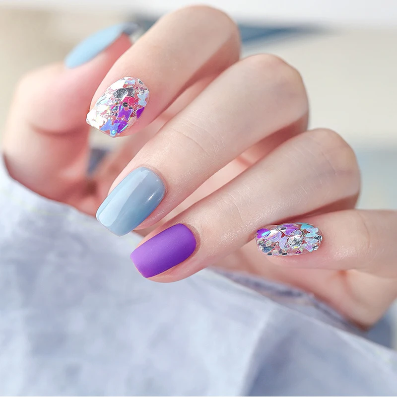 1 Box Nail Art świecący sześciokąt 3D cekiny kolorowe Glitter Nail Mermaid płatki na polski żel UV Manicure dekoracje