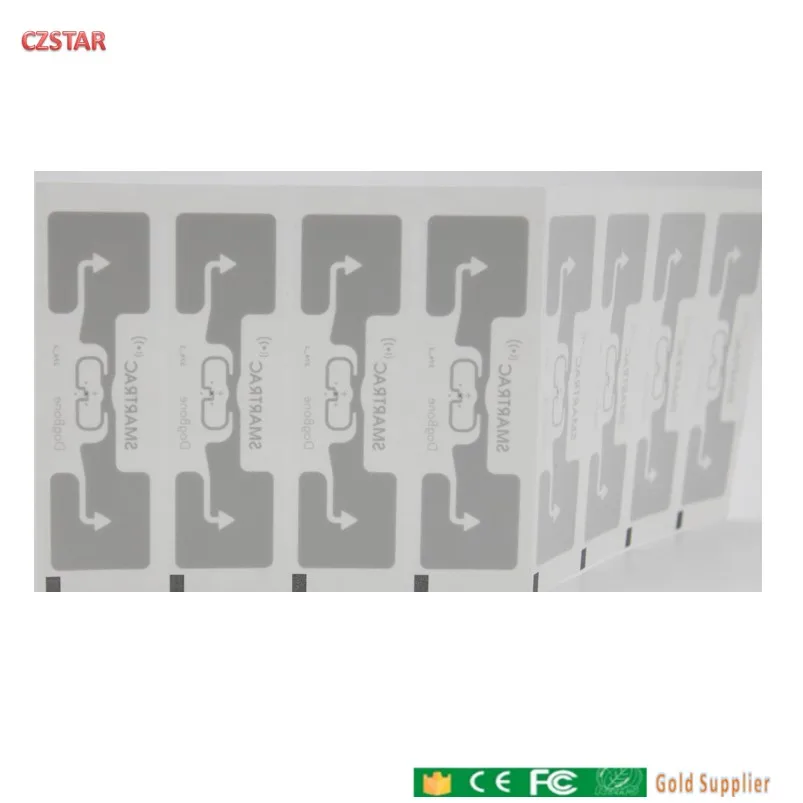 Czstar 1000pcs/roll factory price smartrac dogbone impinj monza chip  long range uhf gen2 uhf rfid tags wet inlay