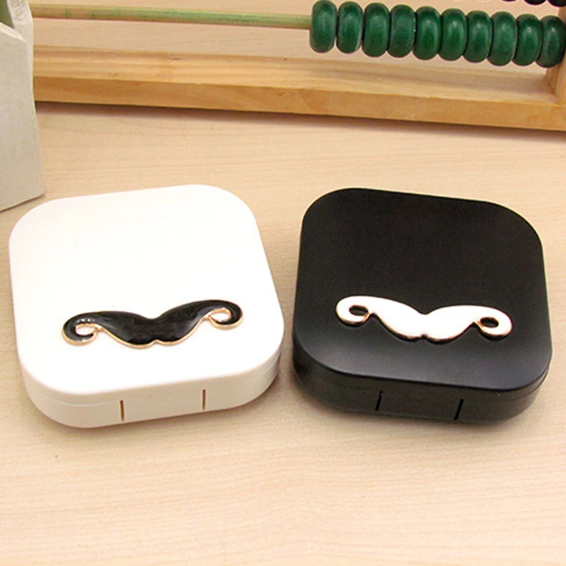 Lymouko New Design Lovely Little Mustache Portable Plastic Contact Lens Case Holder Lenses Box Travel Container