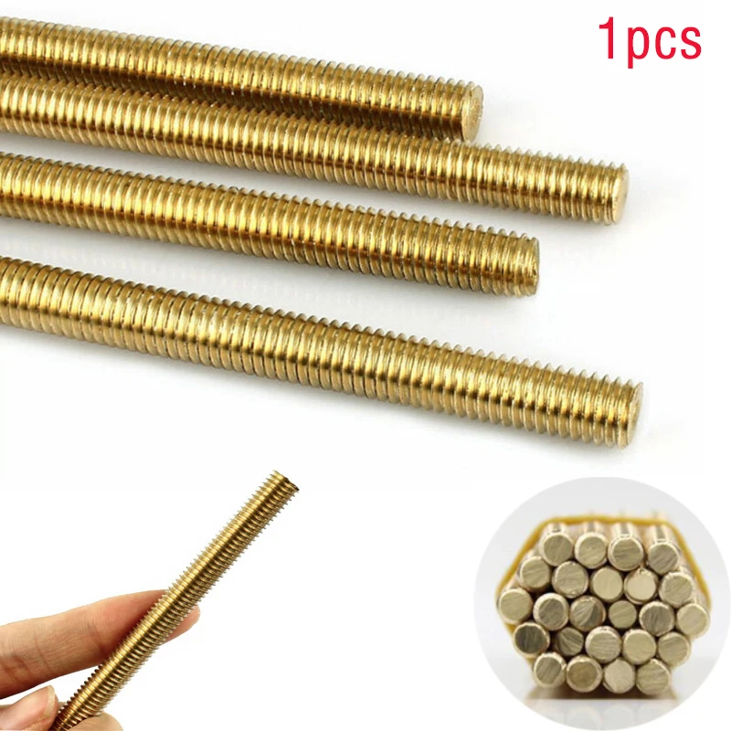 1pcs Brass Thread Rod M2-M16 Length 250/500 mm Long Brass Metric Bolt Full Thread Shaft Rod Bar Stud