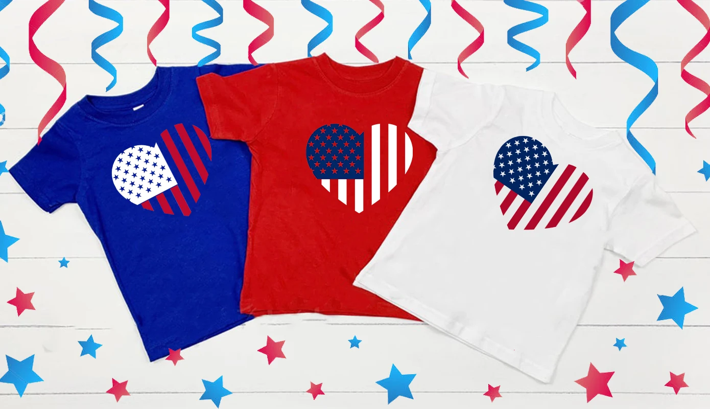 

American 4th Independence Day Shirt Fourth of July Kids Shirts LOVE Flag Shirt Girls Boys Patriotic tops for gift